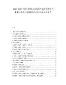 2025-2030中國電信行業市場競爭態勢深度研究與未來網絡技術發展趨勢與投資機會分析報告