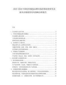2025-2030中國(guó)紡織服裝品牌市場(chǎng)營(yíng)銷深度研究及新興市場(chǎng)投資布局策略分析報(bào)告