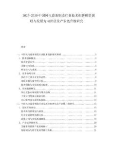 2025-2030中國風電設備制造行業技術創新現狀調研與發展方向評估及產業鏈升級研究