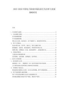 2025-2030中國電子游戲市場玩家行為分析與發(fā)展策略研究