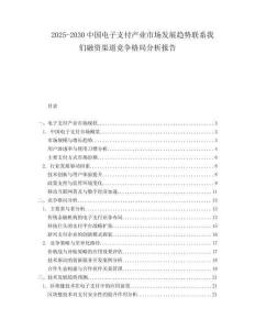 2025-2030中國電子支付產業市場發展趨勢聯系我們融資渠道競爭格局分析報告