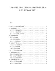 2025-2030中國電力設備行業市場深度調研及發展前景與發展策略研究報告