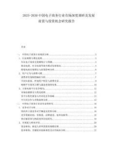 2025-2030中國電子商務行業市場深度調研及發展前景與投資機會研究報告