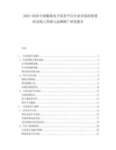2025-2030中國服裝電子商務(wù)平臺行業(yè)市場深度調(diào)研及線上營銷與品牌推廣研究報告