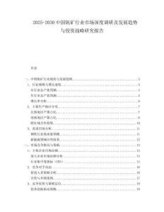 2025-2030中國釩礦行業市場深度調研及發展趨勢與投資戰略研究報告