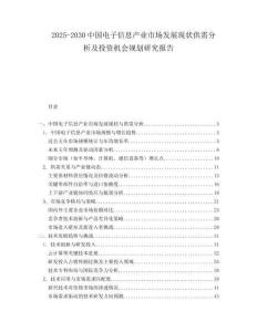 2025-2030中國電子信息產業市場發展現狀供需分析及投資機會規劃研究報告
