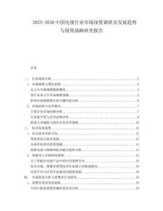 2025-2030中國電視行業(yè)市場深度調(diào)研及發(fā)展趨勢與投資戰(zhàn)略研究報告