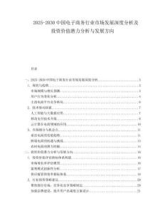 2025-2030中國電子商務行業市場發展深度分析及投資價值潛力分析與發展方向
