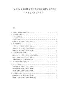 2025-2030中國電子商務市場現狀調研發(fā)展趨勢和行業(yè)前景深度分析報告
