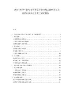2025-2030中國電子消費品行業市場大致研究以及商品創新和前景變遷研究報告