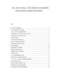 2025-2030中國電力工程行業(yè)政策行業(yè)市場現(xiàn)狀供需分析及投資評估規(guī)劃分析研究報告