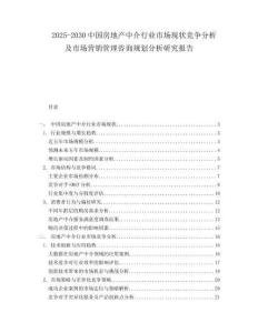 2025-2030中國房地產中介行業市場現狀競爭分析及市場營銷管理咨詢規劃分析研究報告