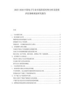 2025-2030中國電子行業(yè)市場供需形勢分析及投資評估策略規(guī)劃研究報告