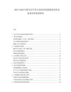 2025-2030中國飛行汽車行業(yè)技術發(fā)展現(xiàn)狀分析及未來應用前景研究