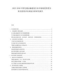 2025-2030中國交通運輸建設行業市場現狀供需分析及投資評估規劃分析研究報告