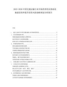 2025-2030中國交通運輸行業市場供需狀況基礎設施建設效率提升投資風險戰略規劃分析報告