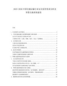 2025-2030中國交通運(yùn)輸行業(yè)安全監(jiān)管需求分析及智慧交通系統(tǒng)建設(shè)