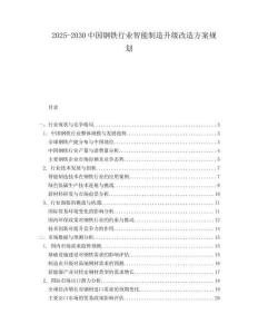 2025-2030中國(guó)鋼鐵行業(yè)智能制造升級(jí)改造方案規(guī)劃