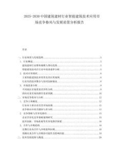 2025-2030中國建筑建材行業智能建筑技術應用市場競爭格局與發展前景分析報告