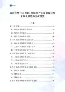 編織杯墊行業(yè)2026-2030年產(chǎn)業(yè)發(fā)展現(xiàn)狀及未來發(fā)展趨勢(shì)分析研究
