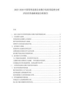 2025-2030中國零售連鎖企業(yè)數(shù)字化轉(zhuǎn)型趨勢(shì)分析評(píng)估經(jīng)營戰(zhàn)略規(guī)劃分析報(bào)告