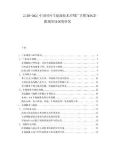 2025-2030中國可再生能源技術應用廣泛度深遠新能源市場深度研究