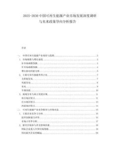 2025-2030中國可再生能源產業(yè)市場發(fā)展深度調研與未來政策導向分析報告