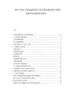 2025-2030中國(guó)金融科技行業(yè)市場(chǎng)發(fā)展現(xiàn)狀與投資風(fēng)險(xiǎn)評(píng)估規(guī)劃研究報(bào)告