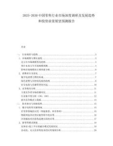 2025-2030中國(guó)零售行業(yè)市場(chǎng)深度調(diào)研及發(fā)展趨勢(shì)和投資前景展望預(yù)測(cè)報(bào)告