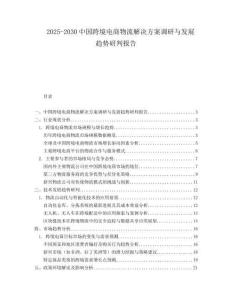 2025-2030中国跨境电商物流解决方案调研与发展趋势研判报告