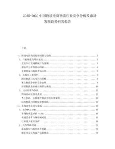2025-2030中國跨境電商物流行業競爭分析及市場發展趨勢研究報告