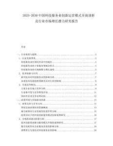 2025-2030中國科技服務(wù)業(yè)創(chuàng)新運營模式全面剖析及行業(yè)市場增長潛力研究報告