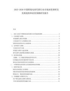 2025-2030中國跨境電商代銷行業市場深度調研及發展趨勢和前景預測研究報告