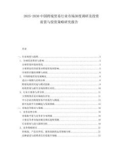 2025-2030中國跨境貿易行業市場深度調研及投資前景與投資策略研究報告