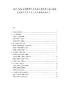2025-2030中國煤炭開采洗選技術設備行業市場深度調研及投資前景與投資策略研究報告