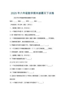 2025年六年級數(shù)學(xué)期末雄霸天下試卷