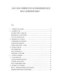 2025-2030中國煤炭開采行業(yè)市場深度調研及競爭格局與發(fā)展趨勢研究報告