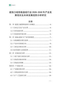 超強力磁鐵吸盤組行業(yè)2026-2030年產(chǎn)業(yè)發(fā)展現(xiàn)狀及未來發(fā)展趨勢分析研究