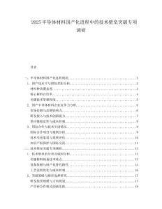 2025半導(dǎo)體材料國(guó)產(chǎn)化進(jìn)程中的技術(shù)壁壘突破專項(xiàng)調(diào)研