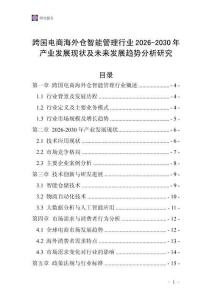 跨國電商海外倉智能管理行業2026-2030年產業發展現狀及未來發展趨勢分析研究