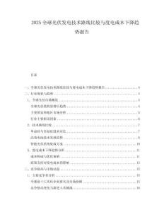 2025全球光伏發(fā)電技術(shù)路線比較與度電成本下降趨勢報告