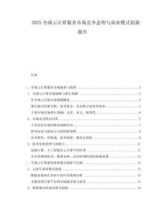 2025全球云計算服務市場競爭態(tài)勢與商業(yè)模式創(chuàng)新報告