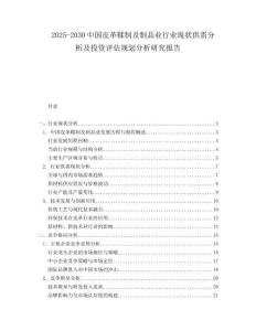 2025-2030中國(guó)皮革鞣制及制品業(yè)行業(yè)現(xiàn)狀供需分析及投資評(píng)估規(guī)劃分析研究報(bào)告