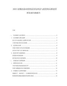 2025衣物洗染業(yè)投資前景化理念與投資縱向推進管理發(fā)展歸納報告