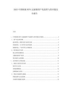 2025中國核級(jí)HEPA過濾器國產(chǎn)化進(jìn)程與供應(yīng)鏈安全報(bào)告