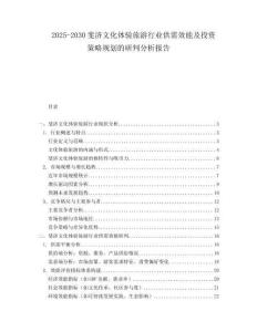 2025-2030斐濟文化體驗旅游行業(yè)供需效能及投資策略規(guī)劃的研判分析報告