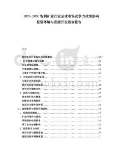 2025-2030智利礦業行業全球市場競爭力政策影響投資環境與資源開發規劃報告