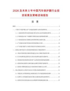 2026及未來(lái)5年中國(guó)汽車保護(hù)膜行業(yè)投資前景及策略咨詢報(bào)告