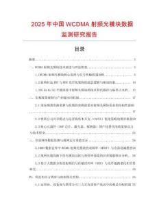 2025年中國WCDMA射頻光模塊數(shù)據(jù)監(jiān)測研究報告