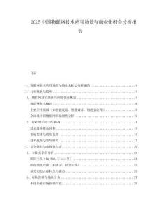 2025中國物聯網技術應用場景與商業化機會分析報告